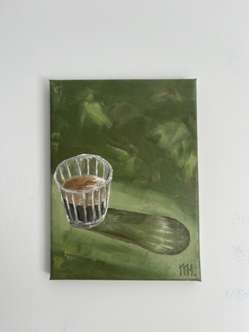 Schilderij "Coffee + Winter Sun" - origineel kunstwerk in olieverf