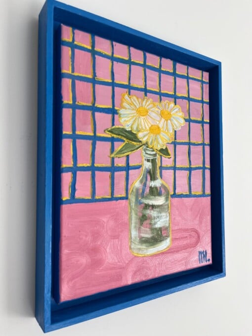 Schilderij "Grid Daisy's" - kunstwerk in olieverf