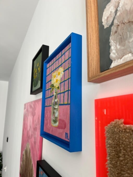 Schilderij "Grid Daisy's" - kunstwerk in olieverf