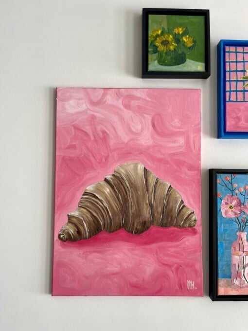 Schilderij "Je veux une croissant" - origineel kunstwerk van olieverf