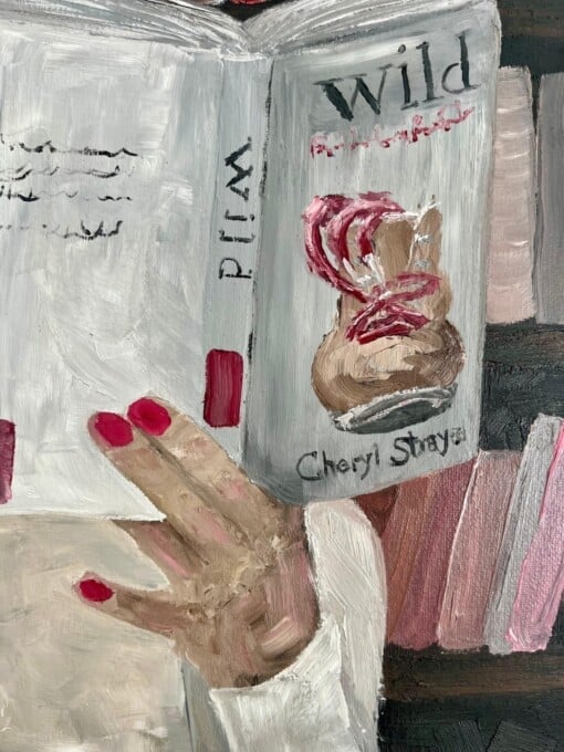 Schilderij "Reading at the bookstore" - origineel kunstwerk van olieverf