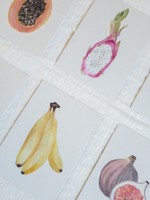 Bananen wenskaart – Handgeschilderde aquarelkaart | Anna-Mae Studio