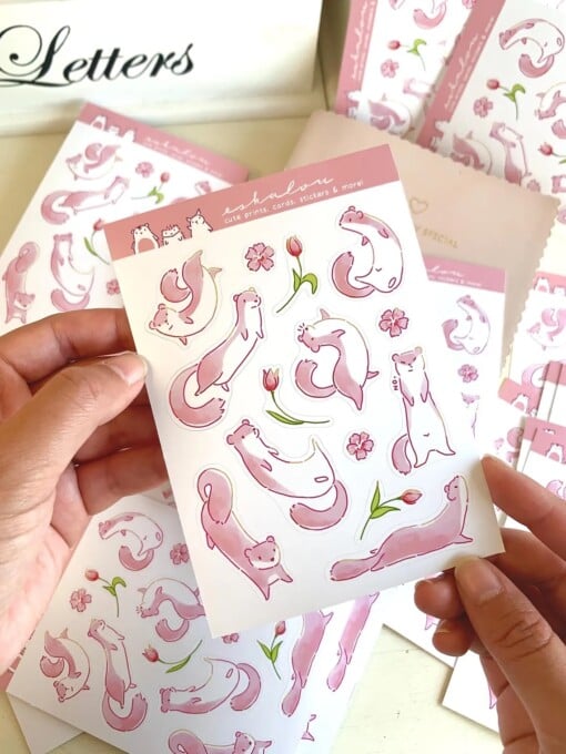 Wezel/Hermelijn Stickervel – Schattige, Eco-vriendelijke Stickers voor Journals & Planners