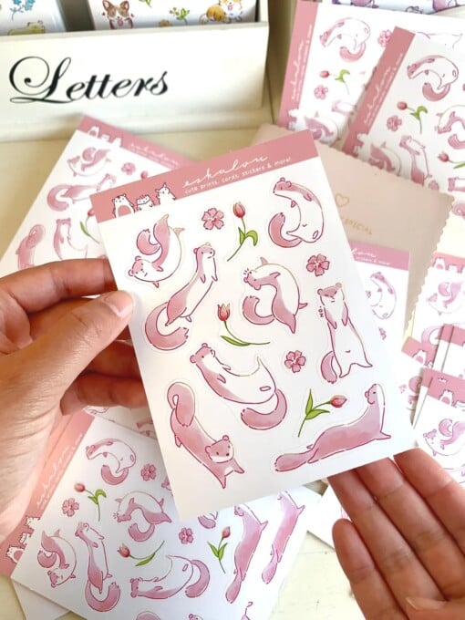 Wezel/Hermelijn Stickervel – Schattige, Eco-vriendelijke Stickers voor Journals & Planners