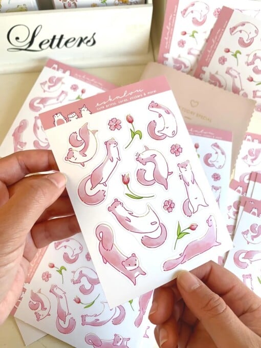 Wezel/Hermelijn Stickervel – Schattige, Eco-vriendelijke Stickers voor Journals & Planners