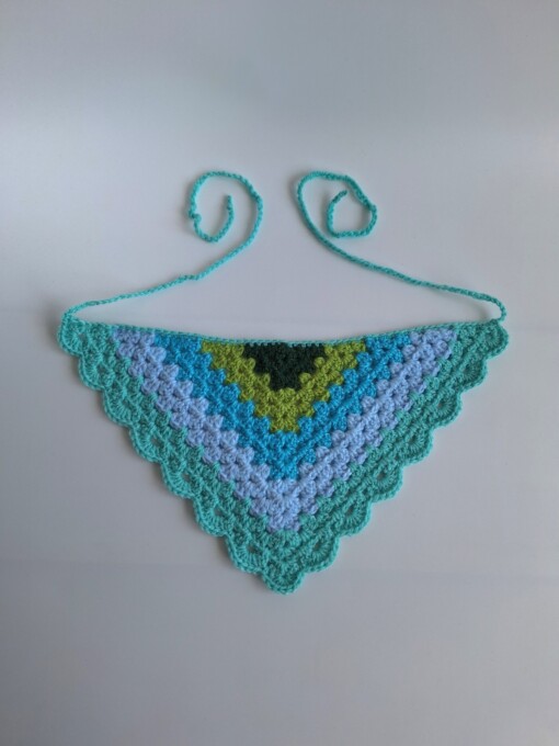 Gehaakte bandana 'Mintgroen, turquoise en donkergroen'