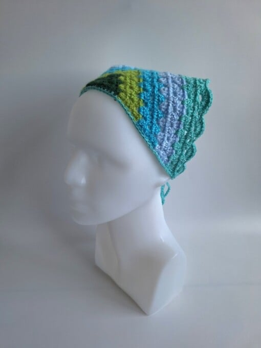 Gehaakte bandana 'Mintgroen, turquoise en donkergroen'