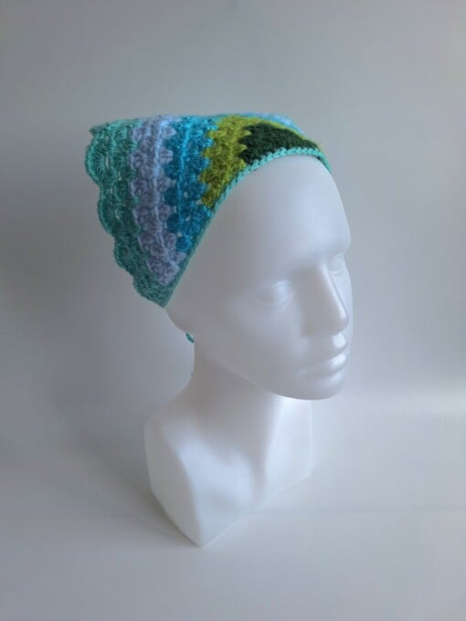 Gehaakte bandana 'Mintgroen, turquoise en donkergroen'