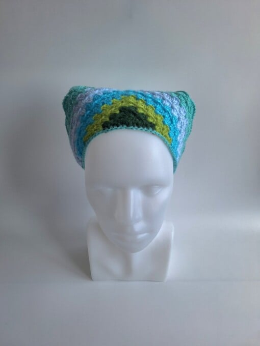 Gehaakte bandana 'Mintgroen, turquoise en donkergroen'