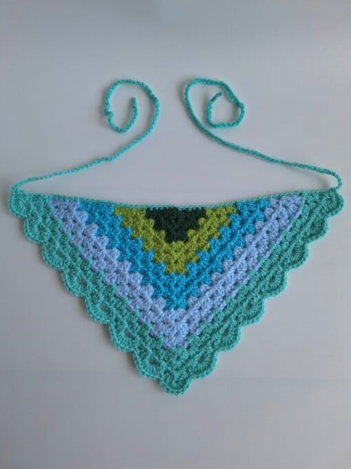 Gehaakte bandana 'Mintgroen, turquoise en donkergroen'