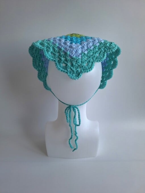 Gehaakte bandana 'Mintgroen, turquoise en donkergroen'