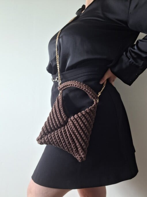 Gehaakte crossbody tas | Donkerbruin