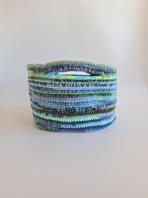 Gehaakte opbergmand | Blauw gemêleerd