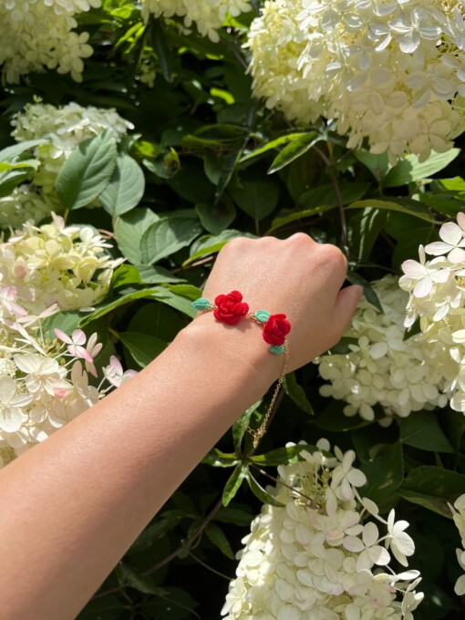 Micro Gehaakte Rozen Armband