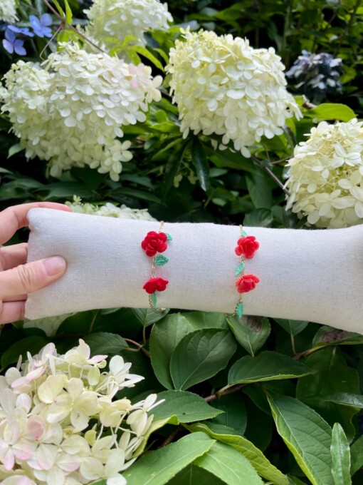 Micro Gehaakte Rozen Armband