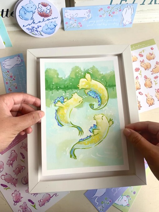 Slijkspringer Art Print (A5) – Schattige, Eco-vriendelijke Illustratie op Henneppapier