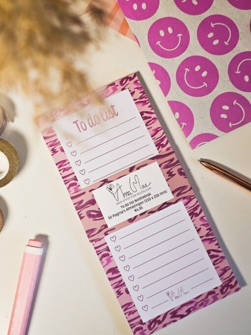 To Do Lijst Planner | Zebra Print in Roze & Rood – Anna-Mae Studio