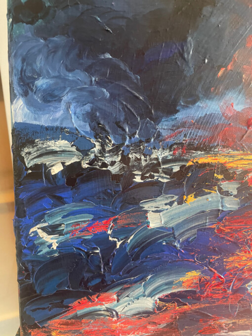 Uniek schilderij: Ignited in the deep  - Acryl op canvas