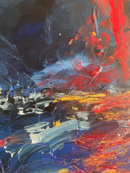 Uniek schilderij: Ignited in the deep  - Acryl op canvas