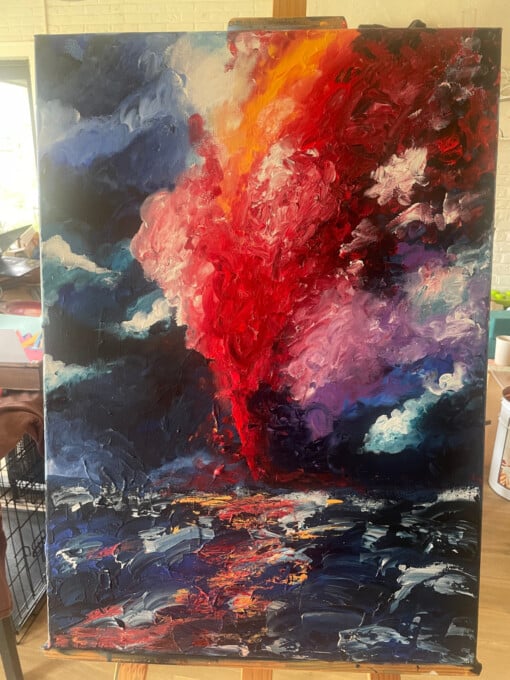 Uniek schilderij: Ignited in the deep  - Acryl op canvas
