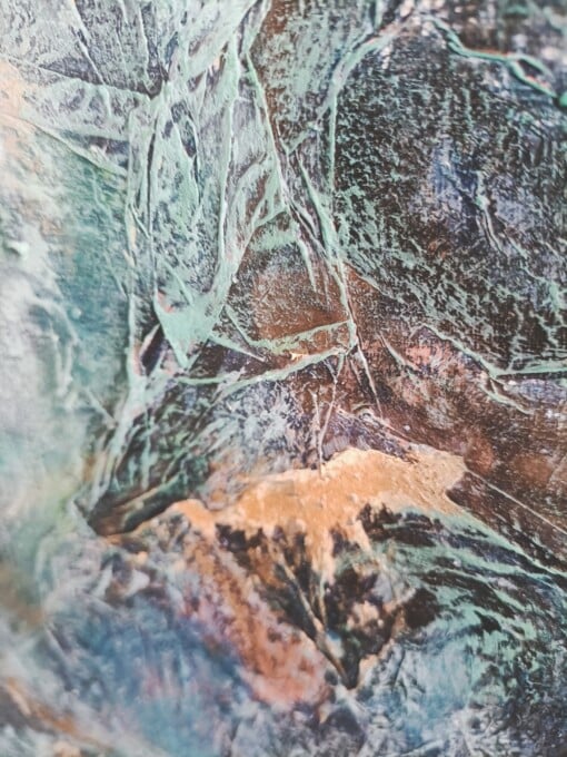 Abstract schilderij - ocean breeze - blauw goud met passe partout