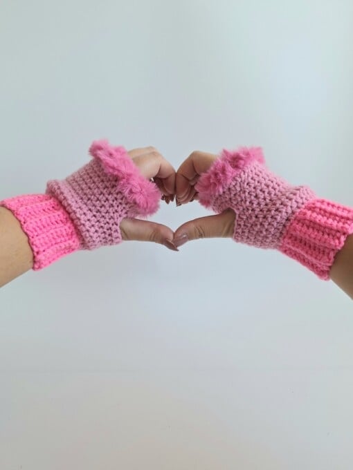 Gehaakte handschoenen - gehaakte vingerloze handschoenen | Barbie girl