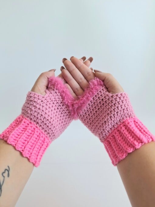 Gehaakte handschoenen - gehaakte vingerloze handschoenen | Barbie girl