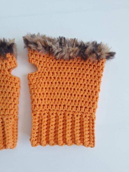Gehaakte handschoenen - gehaakte vingerloze handschoenen | Oranje en bruin