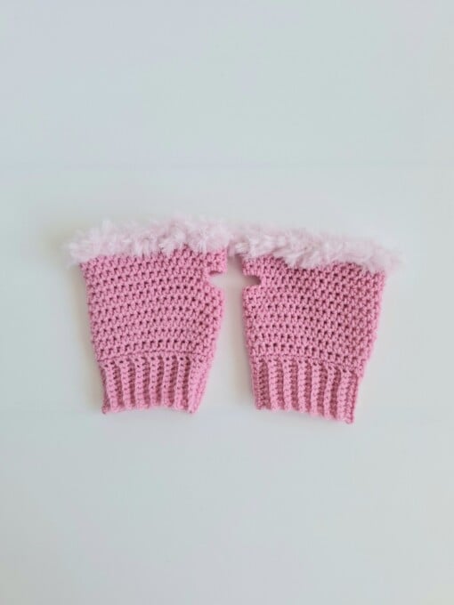 Gehaakte handschoenen - gehaakte vingerloze handschoenen | Roze en lichtroze