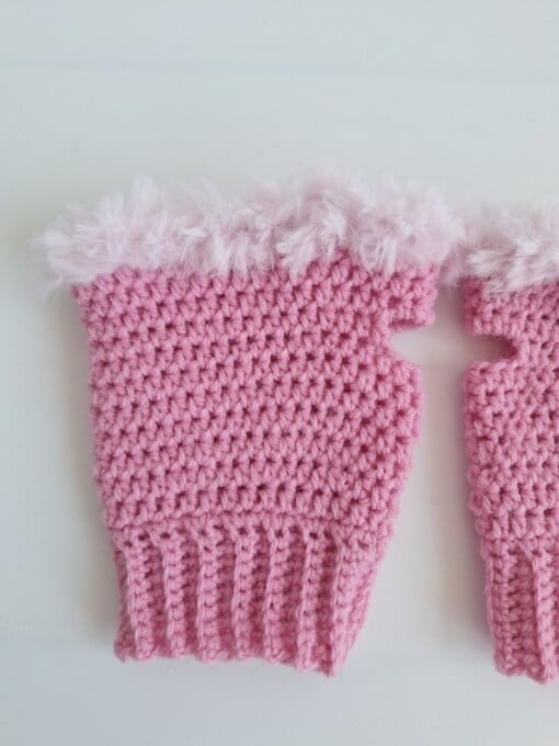 Gehaakte handschoenen - gehaakte vingerloze handschoenen | Roze en lichtroze