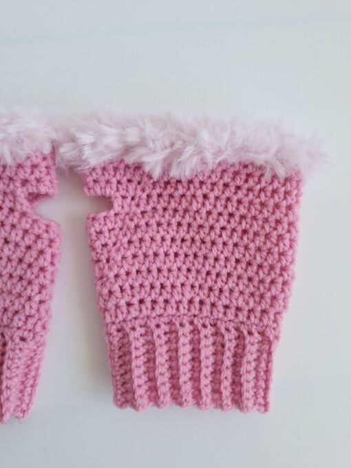 Gehaakte handschoenen - gehaakte vingerloze handschoenen | Roze en lichtroze