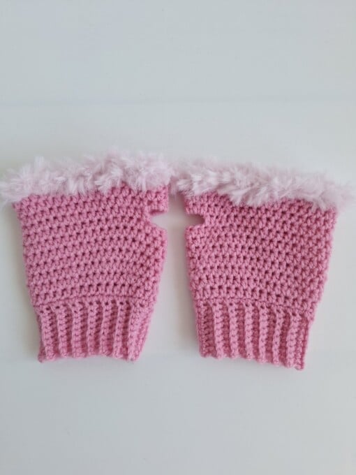 Gehaakte handschoenen - gehaakte vingerloze handschoenen | Roze en lichtroze