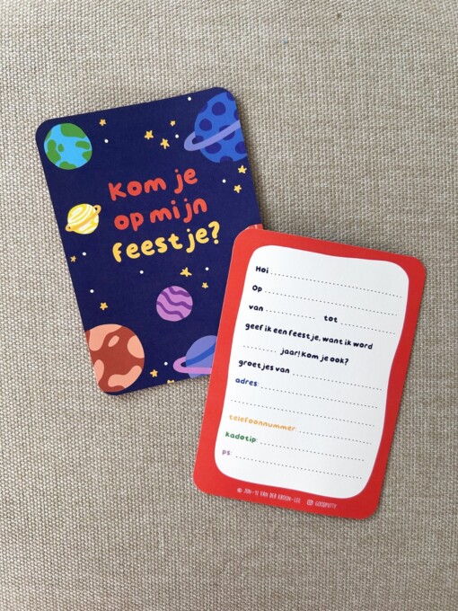 Kinderfeest Uitnodigingen – Ruimte & Planeten – Set van 5