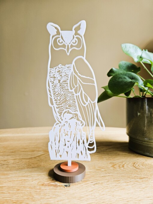Wanddecoratie uil 'Bob' wit met ophangsysteem Bruin en Terracotta kleur