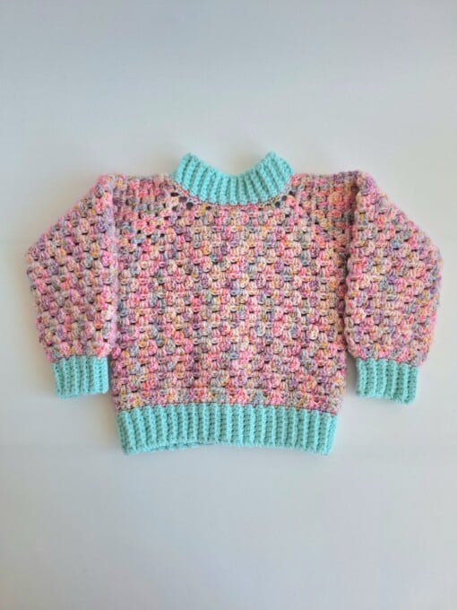 Gehaakt baby vestje | Mintgroen en lila gemêleerd