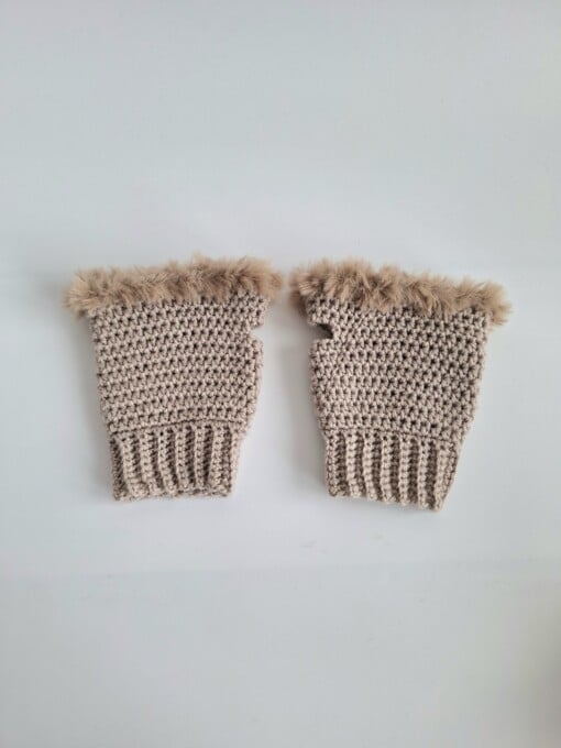 Gehaakte handschoenen - gehaakte vingerloze handschoenen | Beige