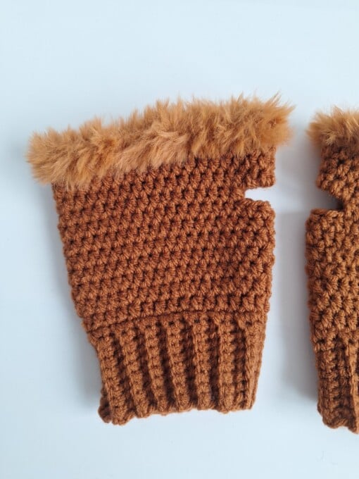 Gehaakte handschoenen - gehaakte vingerloze handschoenen | Bruin