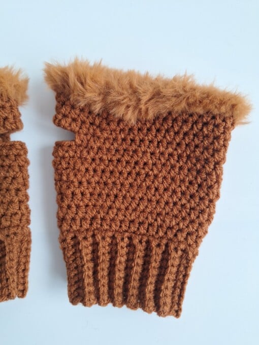 Gehaakte handschoenen - gehaakte vingerloze handschoenen | Bruin