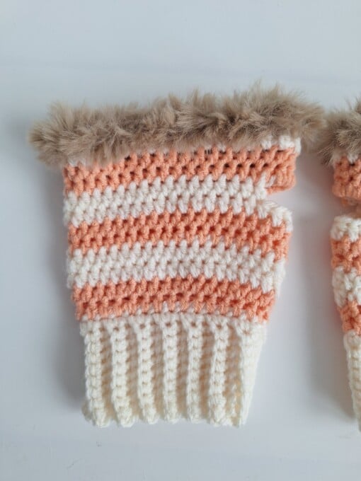 Gehaakte handschoenen - gehaakte vingerloze handschoenen | Crème, pasteloranje en beige