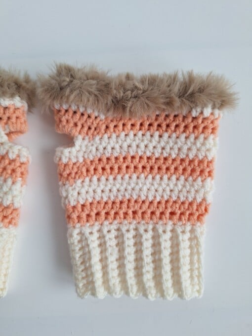 Gehaakte handschoenen - gehaakte vingerloze handschoenen | Crème, pasteloranje en beige