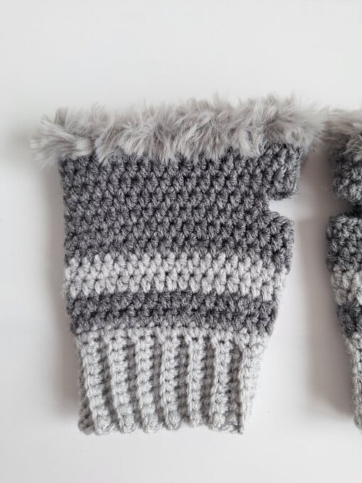 Gehaakte handschoenen - gehaakte vingerloze handschoenen | Donkergrijs en lichtgrijs