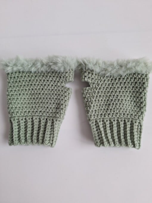 Gehaakte handschoenen - gehaakte vingerloze handschoenen | Sagegroen