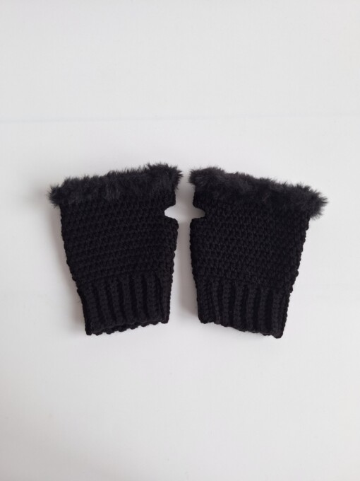 Gehaakte handschoenen - gehaakte vingerloze handschoenen | Zwart