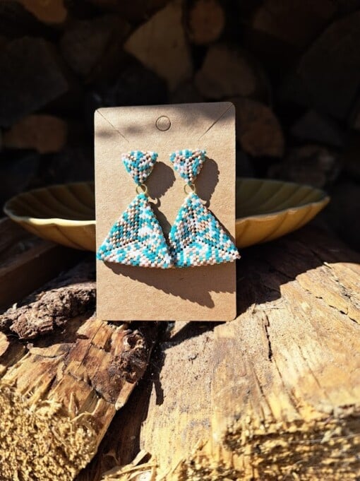 Handgemaakte kralenoorbellen Confetti Blue Beach