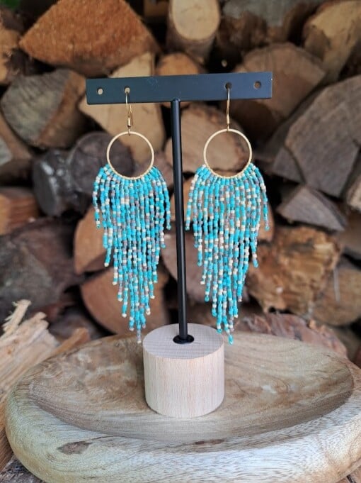 Fringe oorbellen met beachvibe – handgemaakt met Miyuki kralen "Tropical Beach"