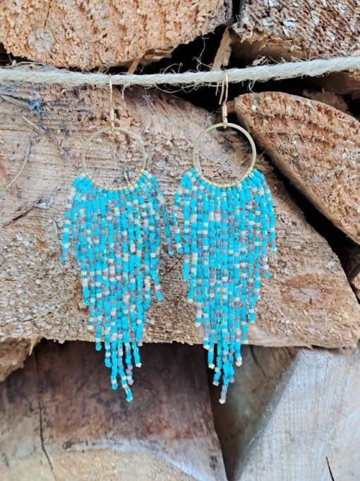 Fringe oorbellen met beachvibe – handgemaakt met Miyuki kralen "Tropical Beach"