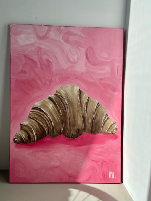 Schilderij "Je veux une croissant" - origineel kunstwerk van olieverf