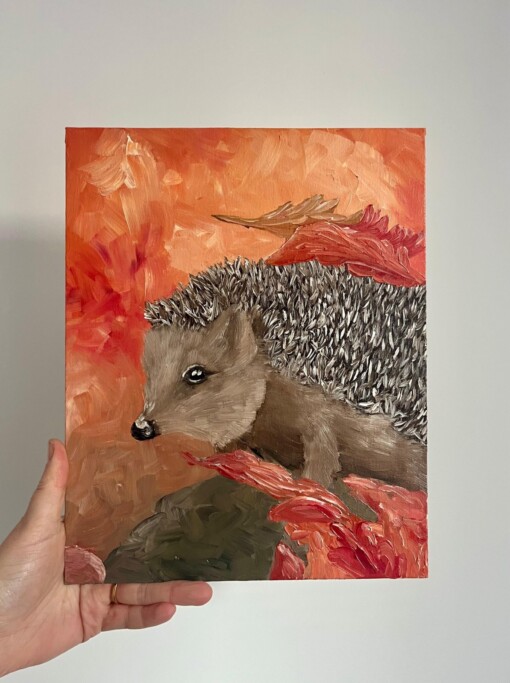Schilderij "Egel" - origineel kunstwerk in olieverf