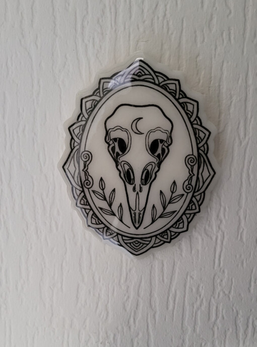 Vogel schedel glow in the dark muur decoratie