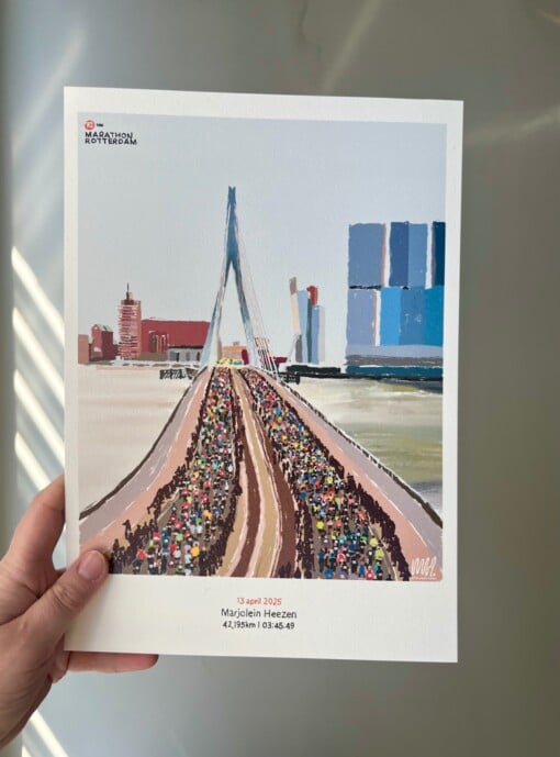 Rotterdam Marathon art print - personaliseerbaar stijl 'polaroid'